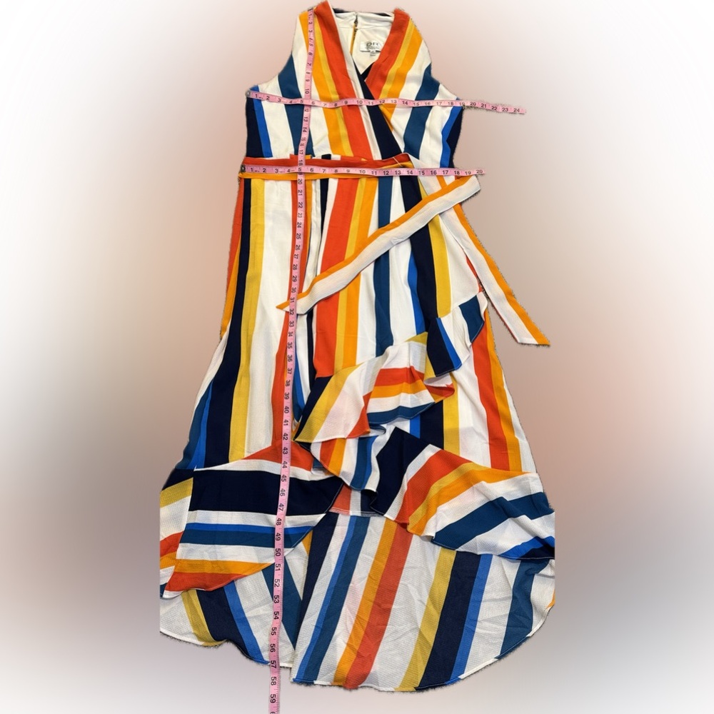 NWT Donna Ricco Orange Multi Maxi Wrap Dress - Picture 4 of 5